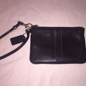 Authentic Coach Black Leather Wristlet